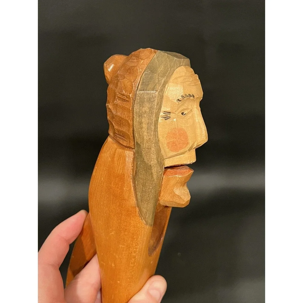 Vintage Carved Wooden Head NUTCRACKER Figural Man 